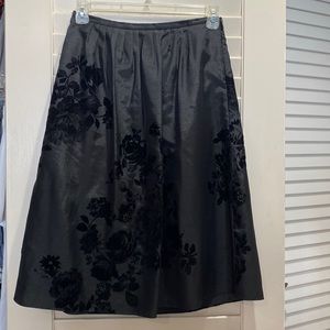 Beautiful Black Skirt with Velvet Roses on fabric, 27.5 inch length, side zipper